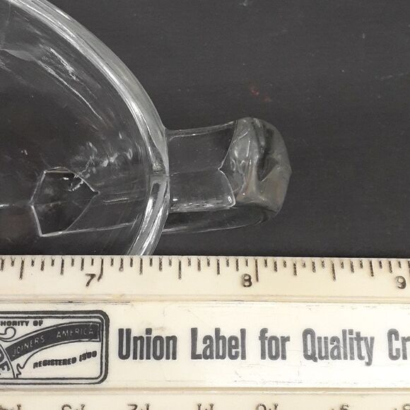 3 pc etched floral crystal sugar/creamer, & sm. dish with bottom star design - Picture 5 of 13